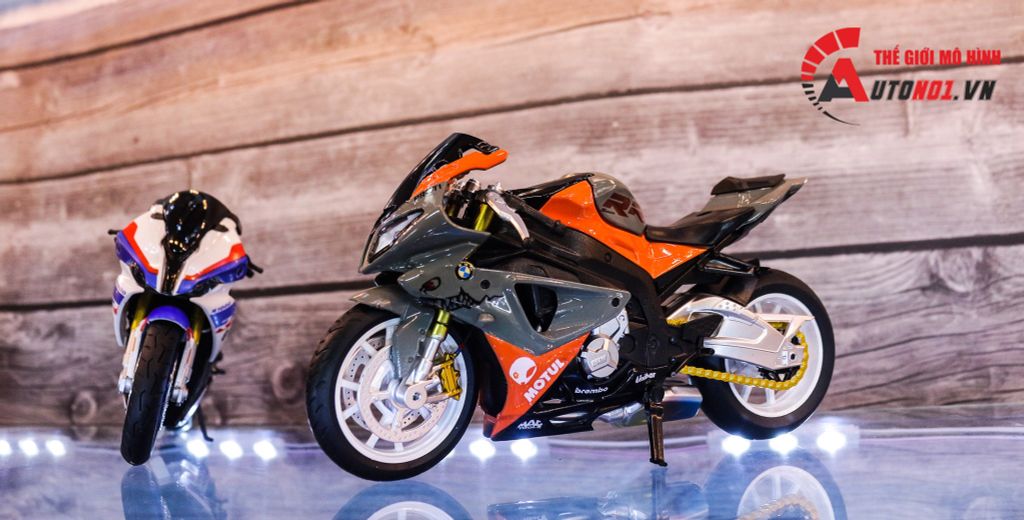 MÔ HÌNH XE BMW S1000RR ĐỘ HÀM CÁ MẬP GRAY - ORANGE - ĐỘ PÔ SC AUTONO1 D143