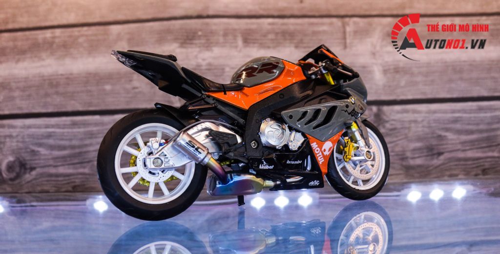 MÔ HÌNH XE BMW S1000RR ĐỘ HÀM CÁ MẬP GRAY - ORANGE - ĐỘ PÔ SC AUTONO1 D143