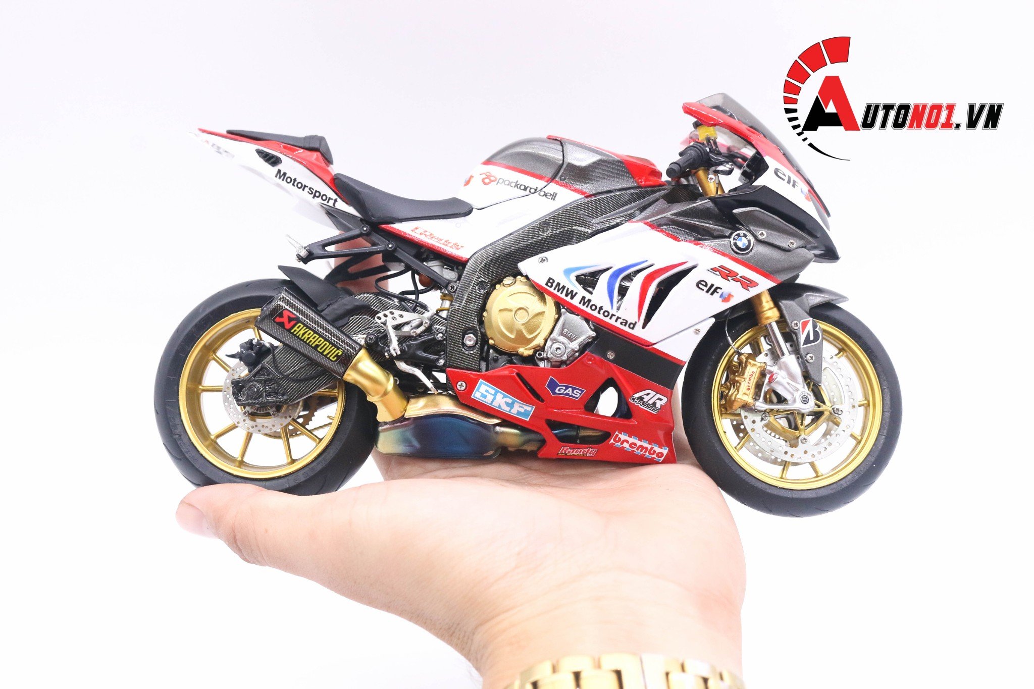 Mô hình xe BMW S1000RR Trắng 112 MSZ 4973 68001A  HAPPY TIME