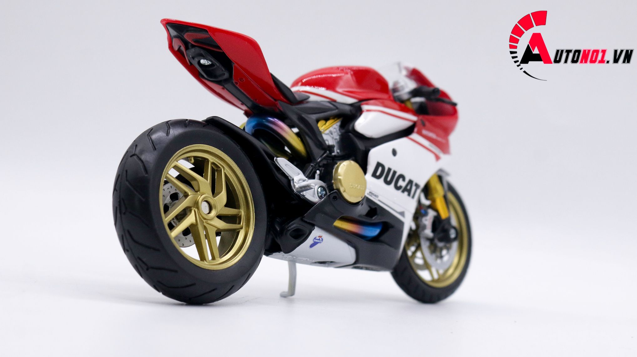  Mô hình siêu Xe Ducati 1299 Panigale S Custom 50th Anniversary Red White 1:12 Autono1 D220H 