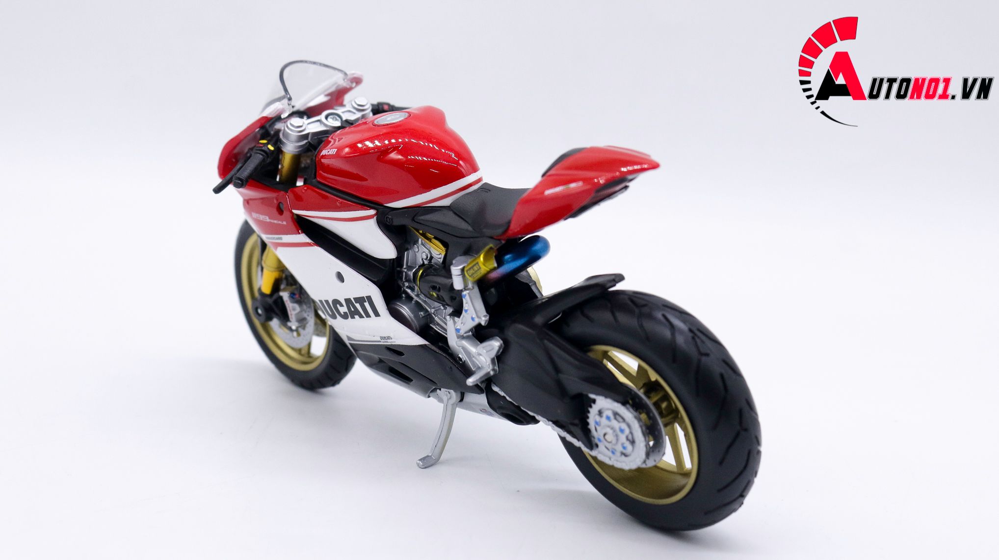  Mô hình siêu Xe Ducati 1299 Panigale S Custom 50th Anniversary Red White 1:12 Autono1 D220H 