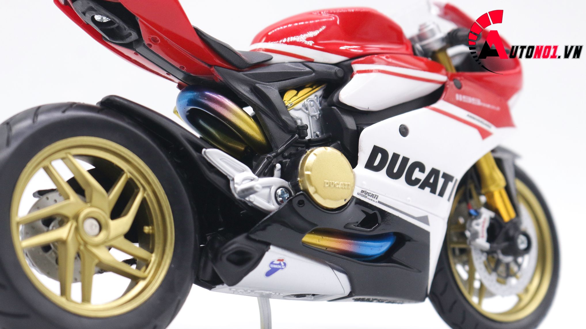  Mô hình siêu Xe Ducati 1299 Panigale S Custom 50th Anniversary Red White 1:12 Autono1 D220H 