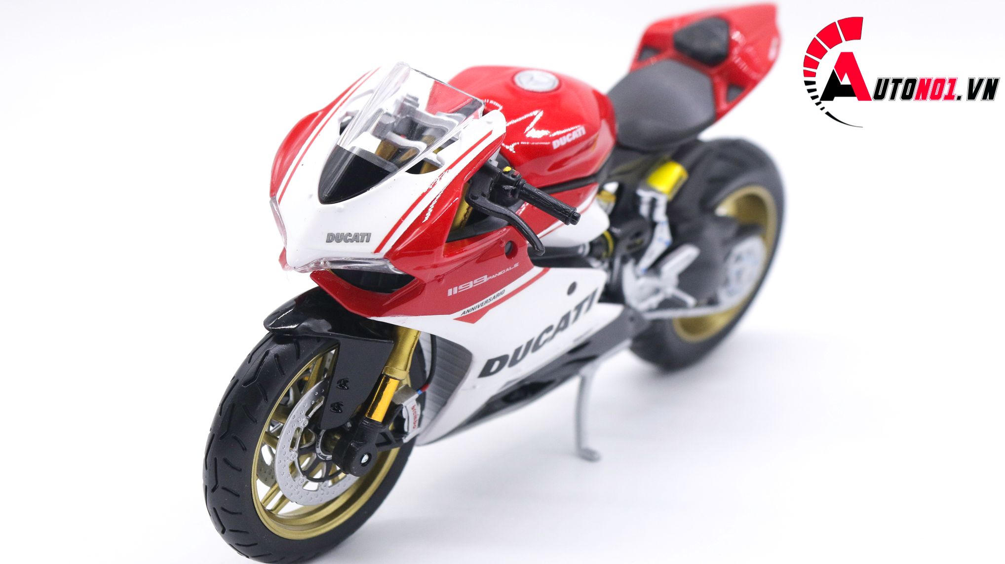  Mô hình siêu Xe Ducati 1299 Panigale S Custom 50th Anniversary Red White 1:12 Autono1 D220H 