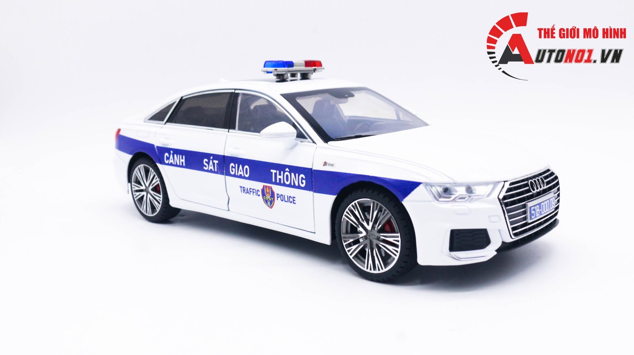  Mô hình xe ô tô độ CSGT Audi A6L full open tỉ lệ 1:18 Alloy Model Autono1 OT182 