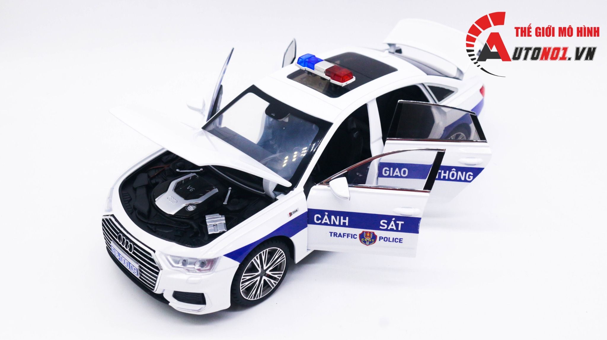  Mô hình xe ô tô độ CSGT Audi A6L full open tỉ lệ 1:18 Alloy Model Autono1 OT182 