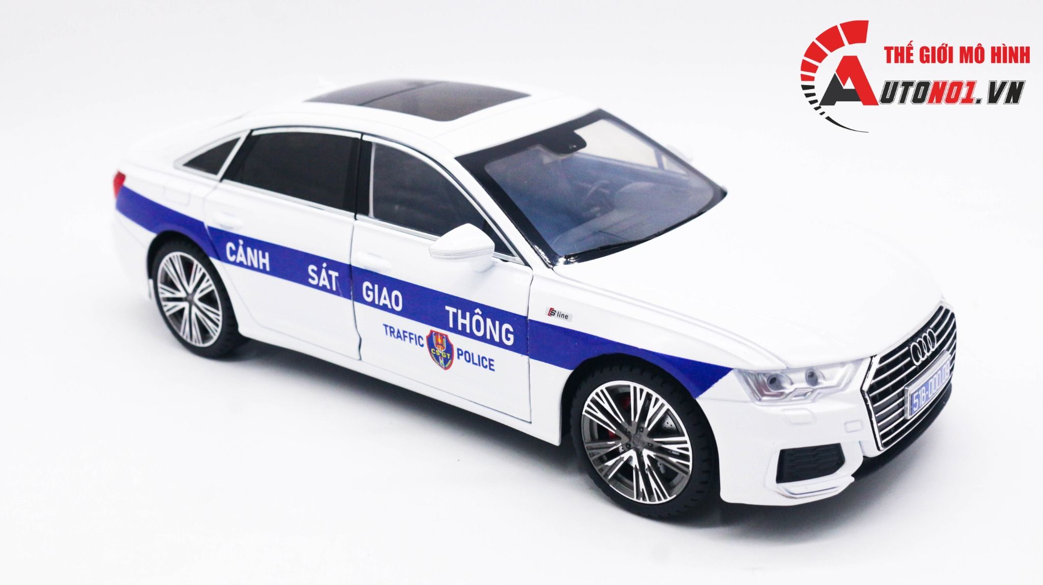  Mô hình xe ô tô độ CSGT Audi A6L full open tỉ lệ 1:18 Alloy Model Autono1 OT182 