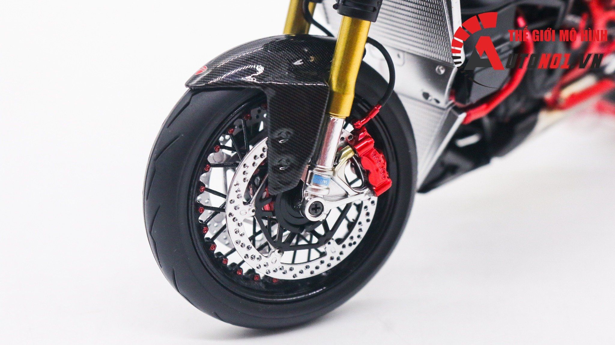  Mô hình xe cao cấp Ducati 1199 Panigale Cafe Racer Grey Red cao cấp nồi khô ghi đông mâm căm 1:12 Tamiya D201 