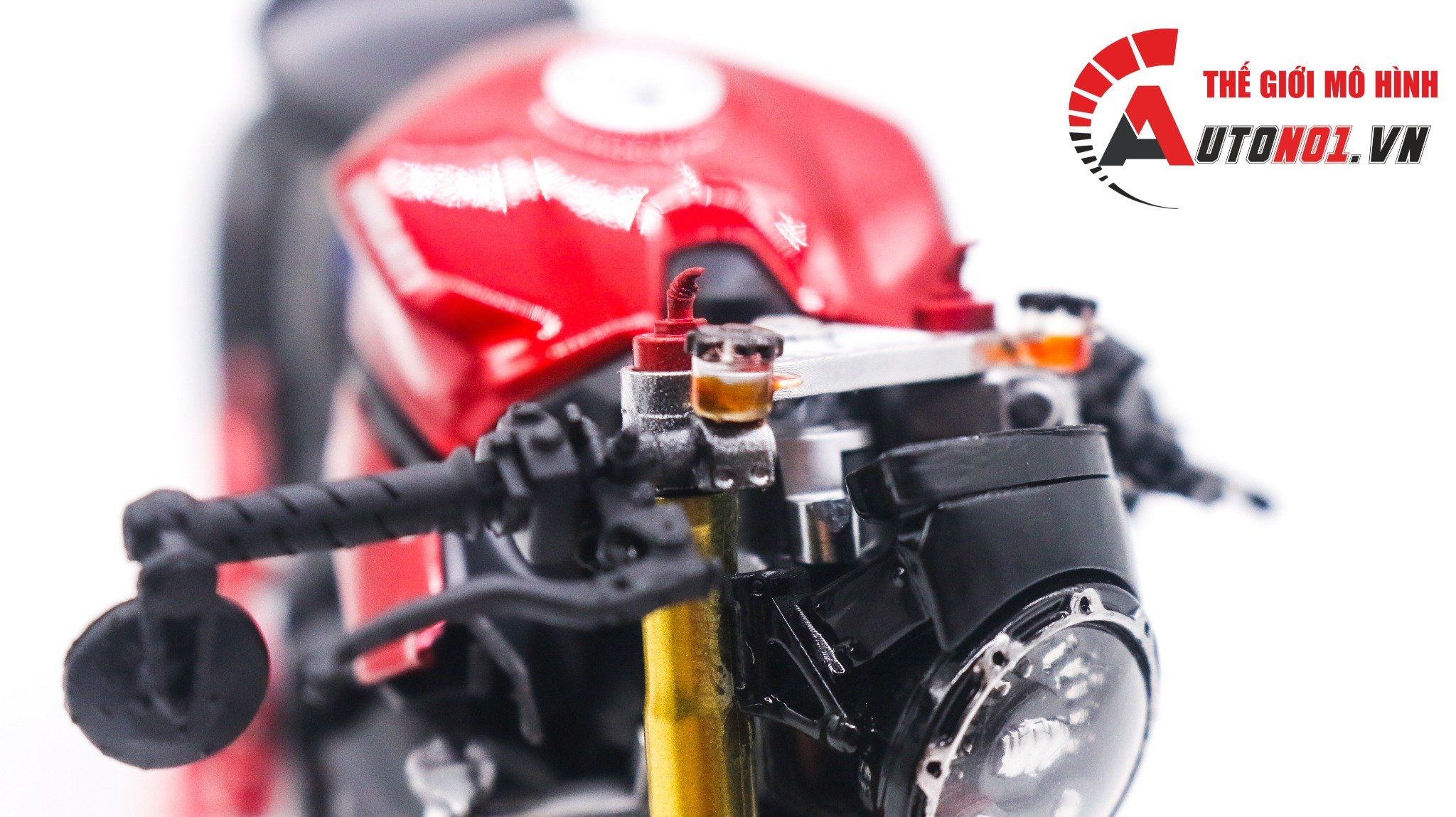  Mô hình xe cao cấp Ducati 1199 Panigale Cafe Racer Grey Red cao cấp nồi khô ghi đông mâm căm 1:12 Tamiya D201 