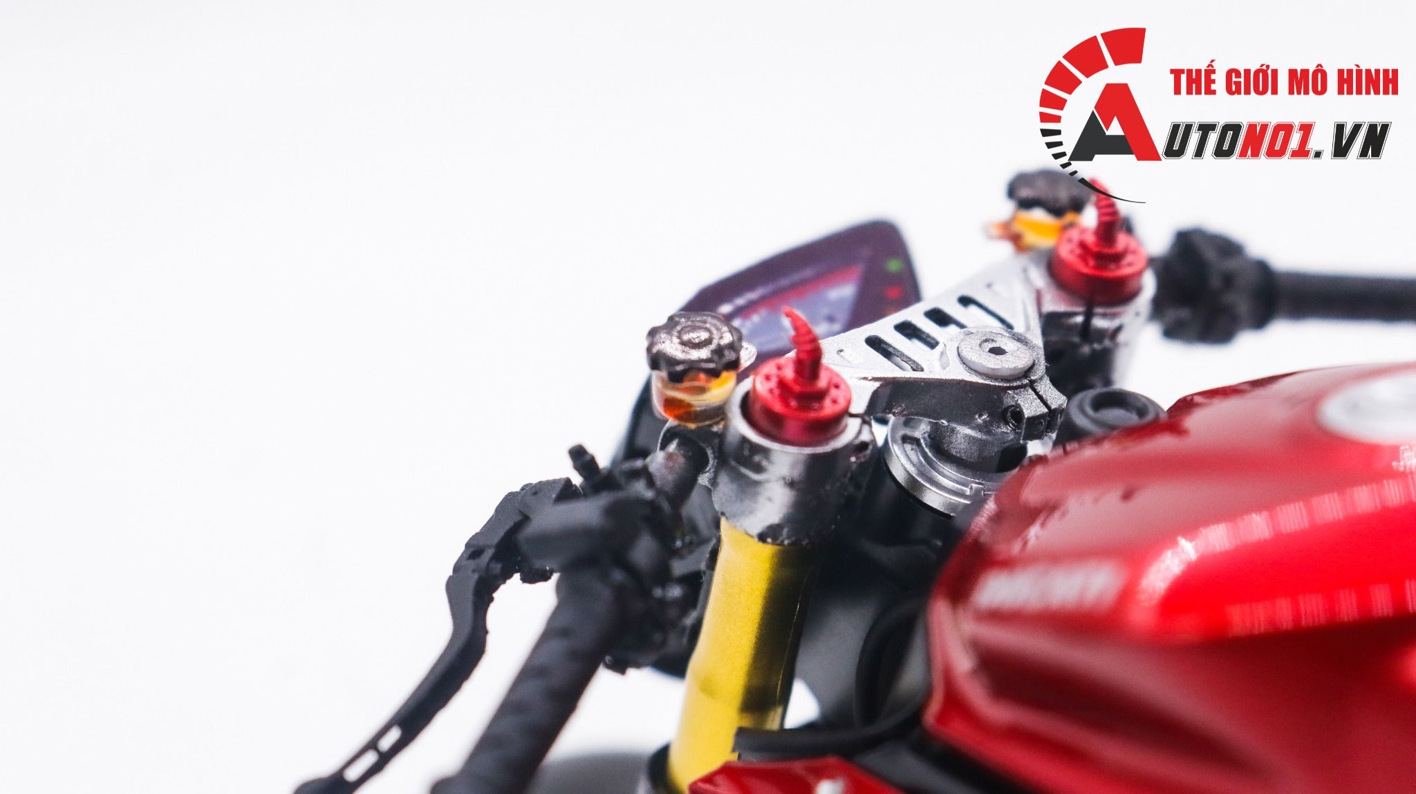  Mô hình xe cao cấp Ducati 1199 Panigale Cafe Racer Grey Red cao cấp nồi khô ghi đông mâm căm 1:12 Tamiya D201 