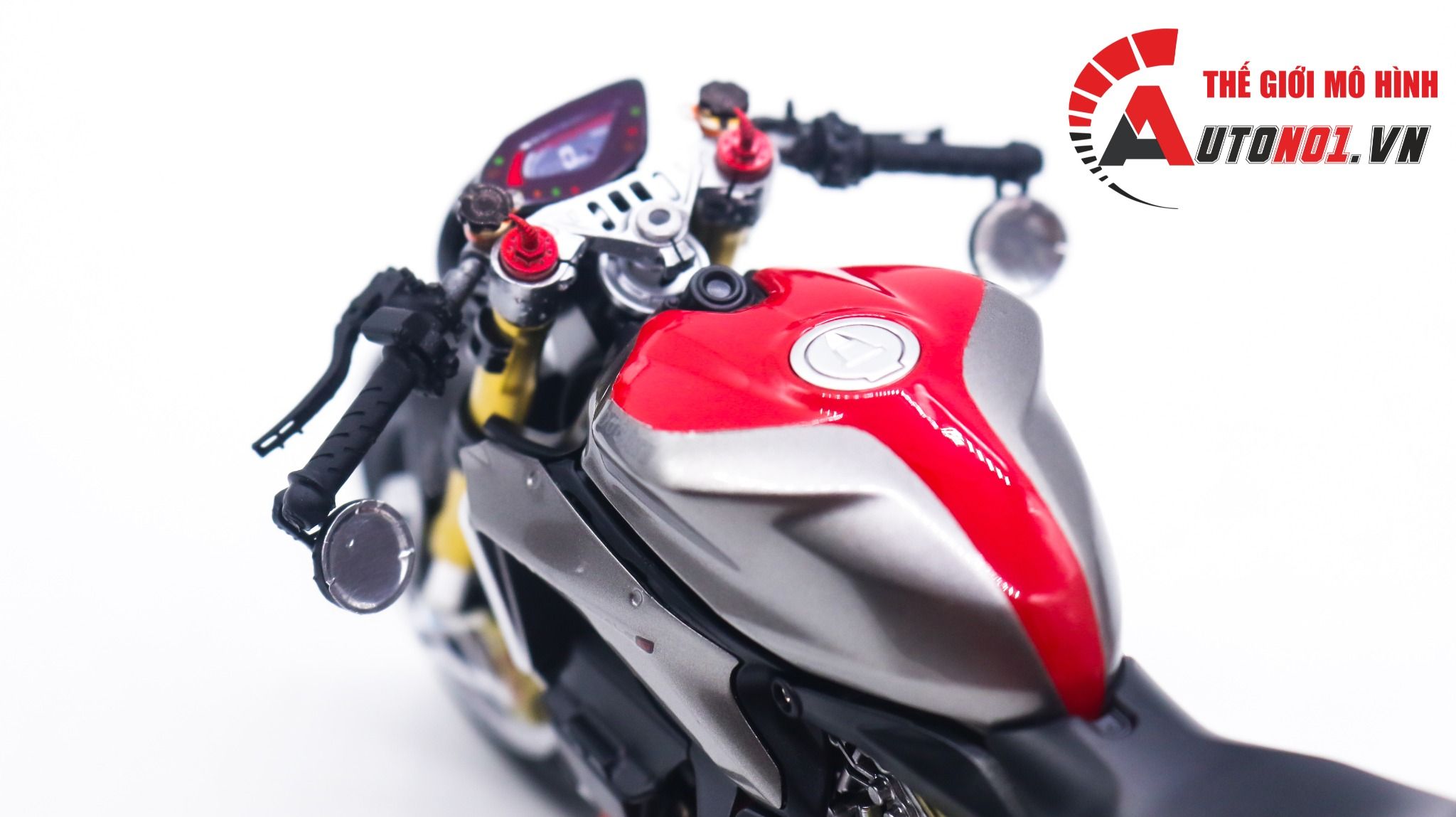  Mô hình xe cao cấp Ducati 1199 Panigale Cafe Racer Grey Red cao cấp nồi khô ghi đông mâm căm 1:12 Tamiya D201 