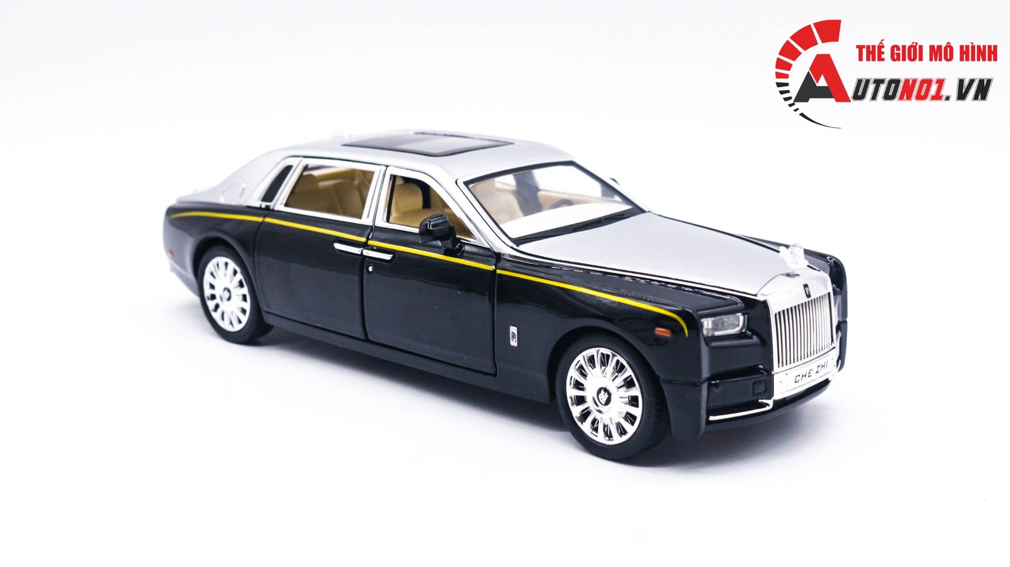  Mô hình xe Rolls Royce Phantom Trần Xe Bầu Trời Sao full open 1:24 Chezhi OT408 