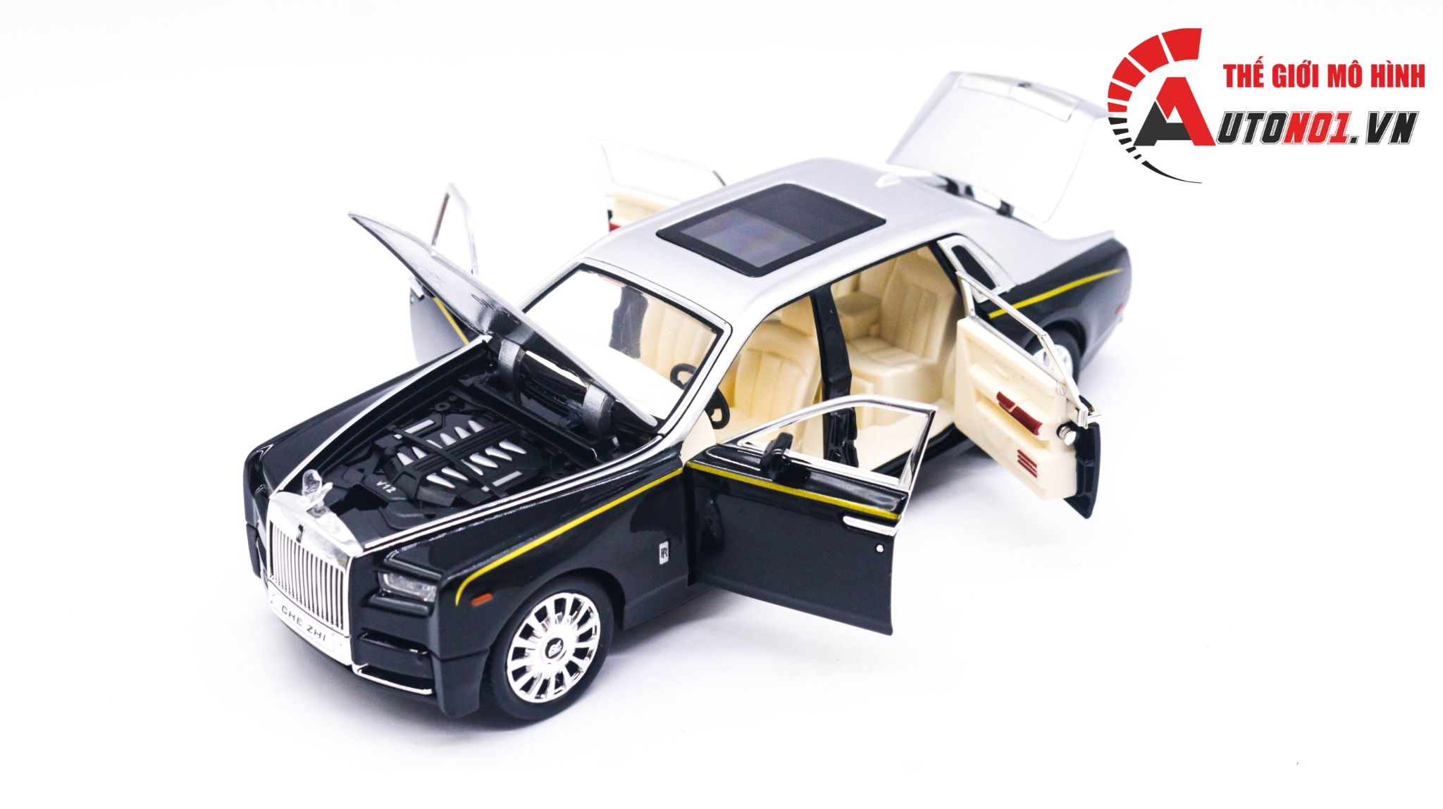  Mô hình xe Rolls Royce Phantom Trần Xe Bầu Trời Sao full open 1:24 Chezhi 7320 