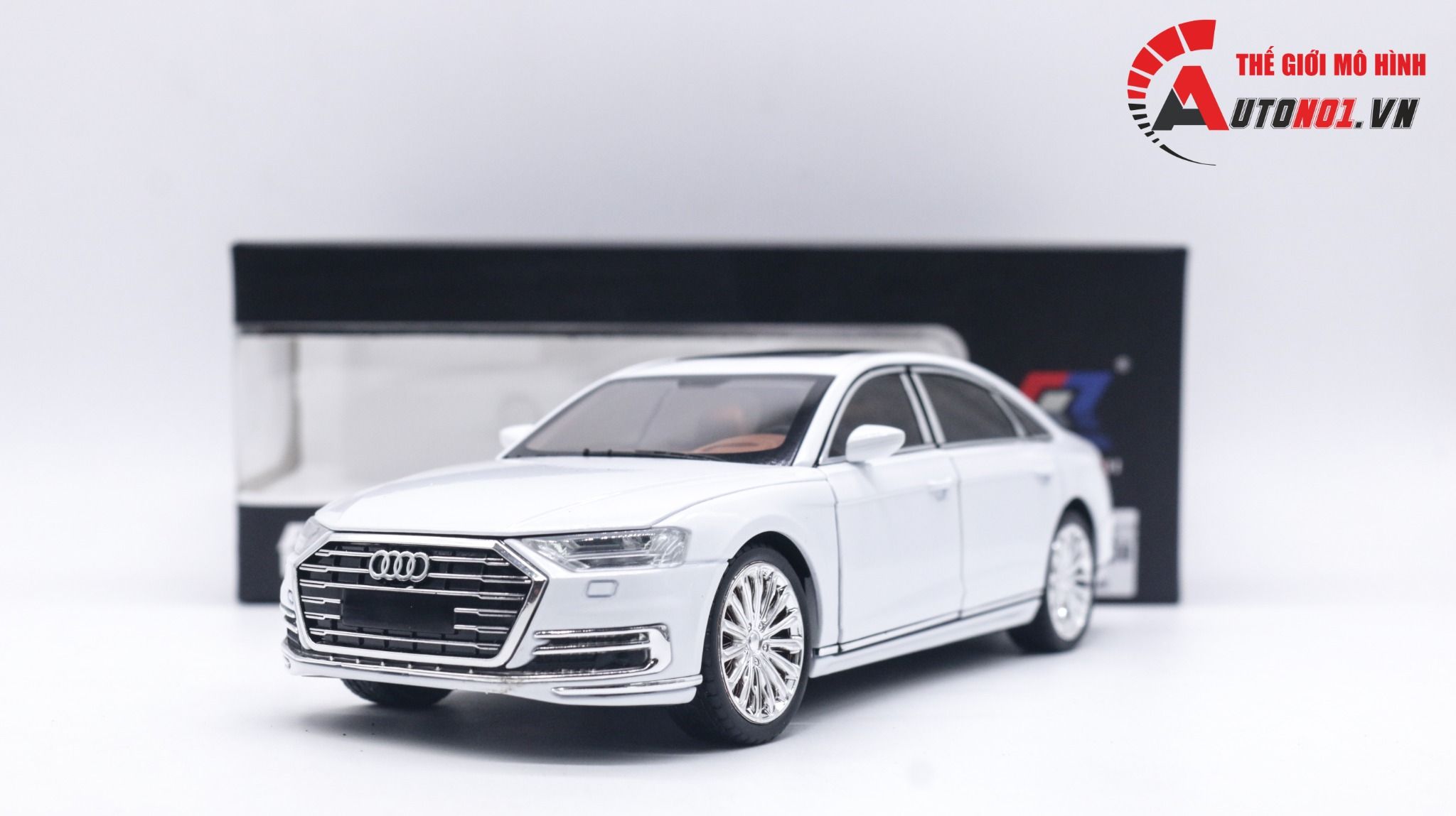  Mô hình xe siêu sang Audi A8 full open có còi đánh lái được hộp xốp 1:24 Che zhi OT173 