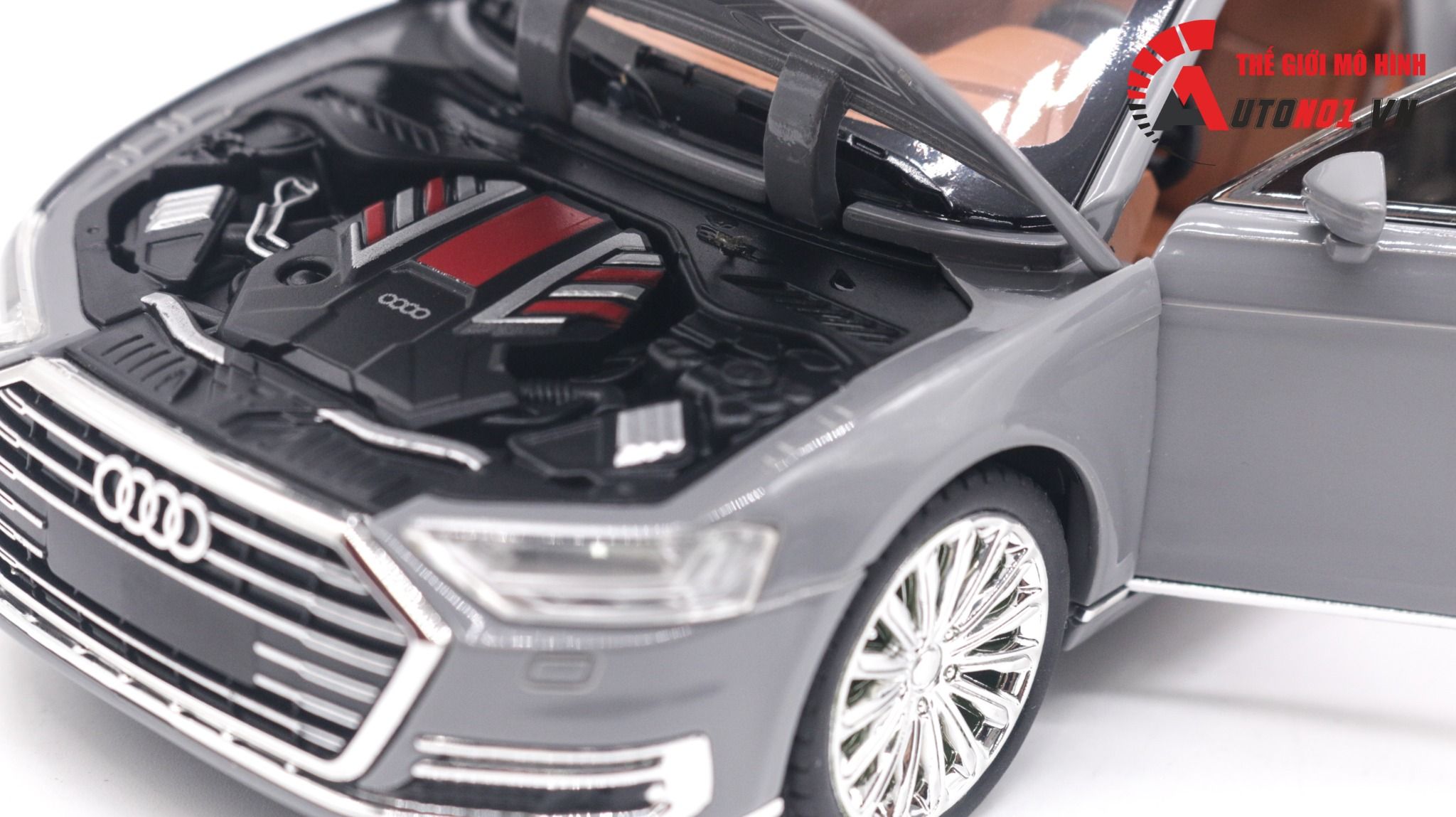  Mô hình xe siêu sang Audi A8 full open có còi đánh lái được hộp xốp 1:24 Che zhi OT173 