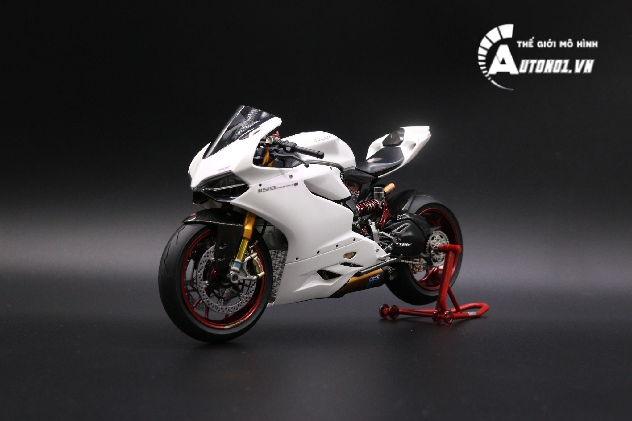  Mô hình xe cao cấp Ducati Corse 1199 Panigale White Pearl Lên Nồi Khô 1:12 Tamiya D068 