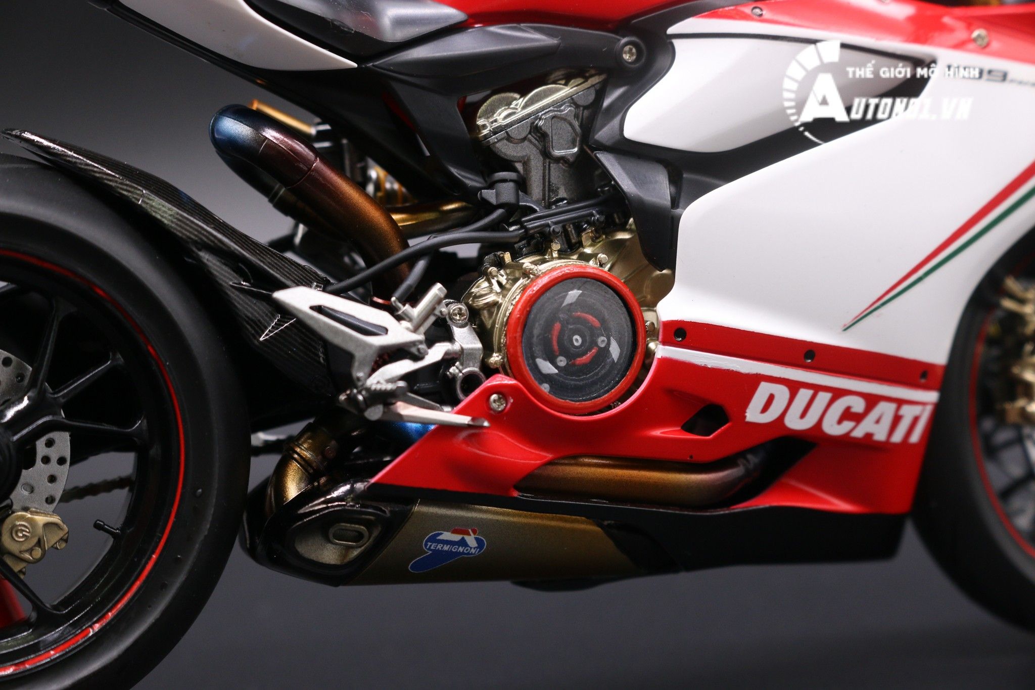  Mô hình xe Ducati 1199 Panigale S Tricolore Carbon Lên Nồi Khô 1:12 Tamiya D069 