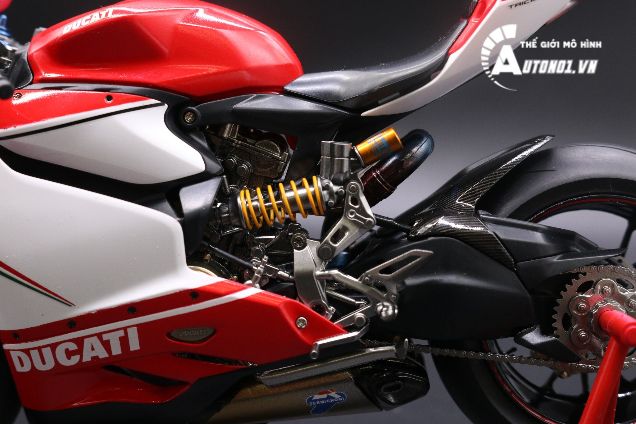  Mô hình xe Ducati 1199 Panigale S Tricolore Carbon Lên Nồi Khô 1:12 Tamiya D069 