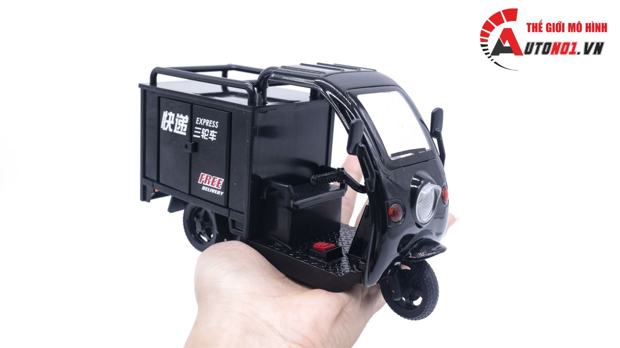  Mô hình xe lam Tuk Tuk 3 bánh - đánh lái được tỉ lệ 1:24 Alloy model OT164 