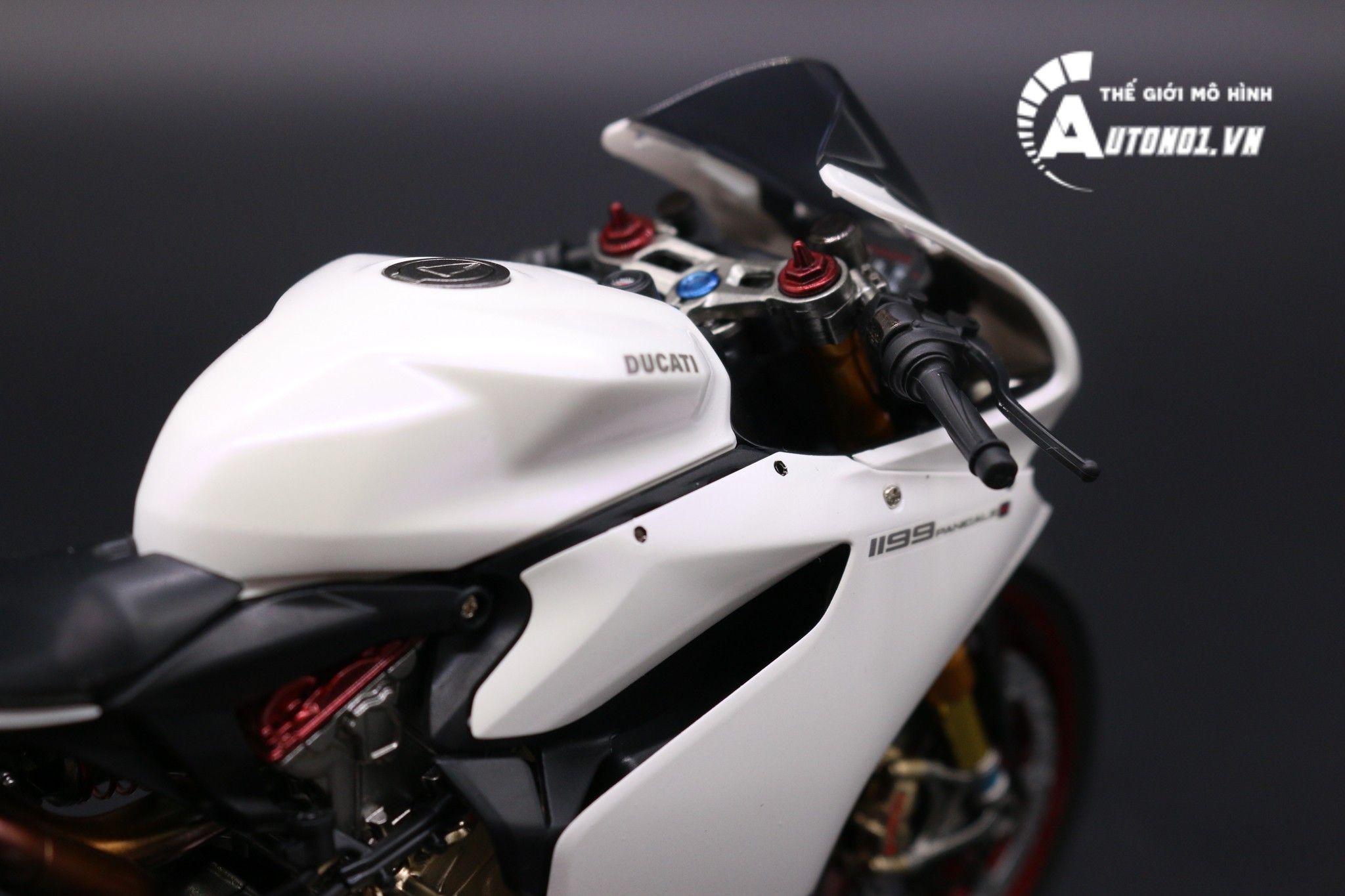  Mô hình xe cao cấp Ducati 1199 Panigale White Pearl Carbon 1:12 Tamiya D059 