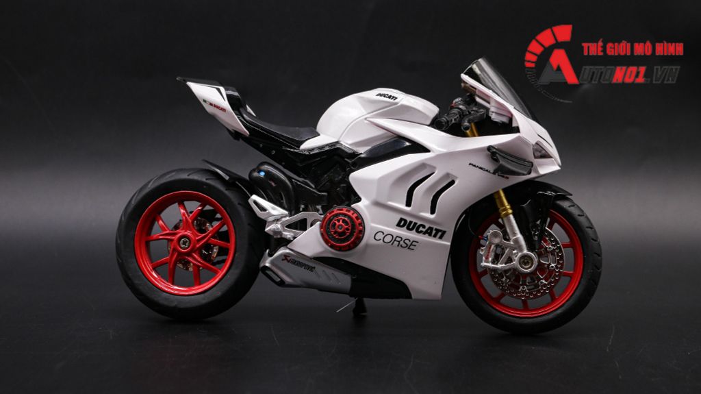 MÔ HÌNH XE ĐỘ DUCATI CORSE V4S NỒI KHÔ WHITE TỈ LỆ 1:12 AUTONO1 D226