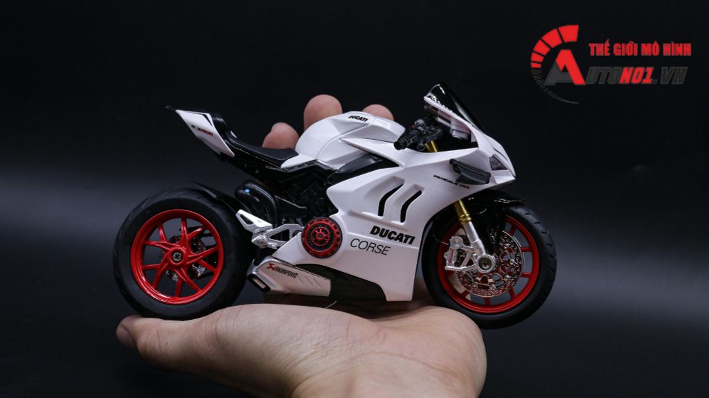 MÔ HÌNH XE ĐỘ DUCATI CORSE V4S NỒI KHÔ WHITE TỈ LỆ 1:12 AUTONO1 D226