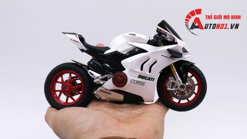 MÔ HÌNH XE ĐỘ DUCATI CORSE V4S NỒI KHÔ WHITE TỈ LỆ 1:12 AUTONO1 D226