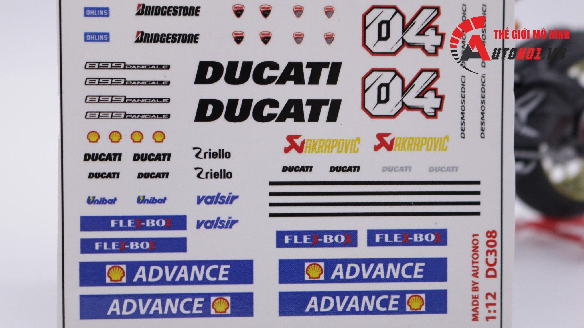  Decal nước độ Ducati 899 Panigale 1:12 Autono1 DC601I 