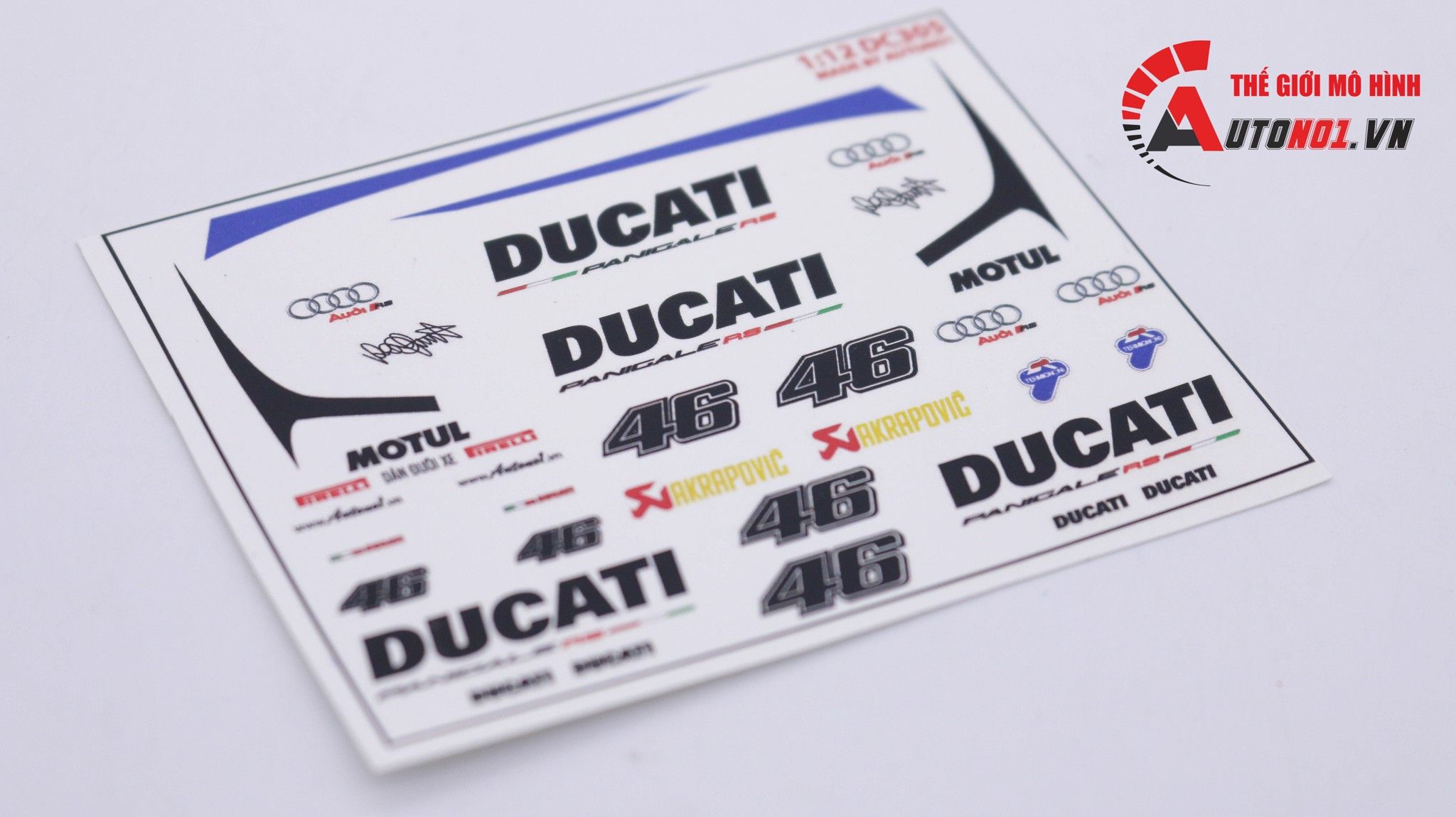  Decal nước độ Ducati Panigale - Audi RS 1:12 Autono1 DC601H 