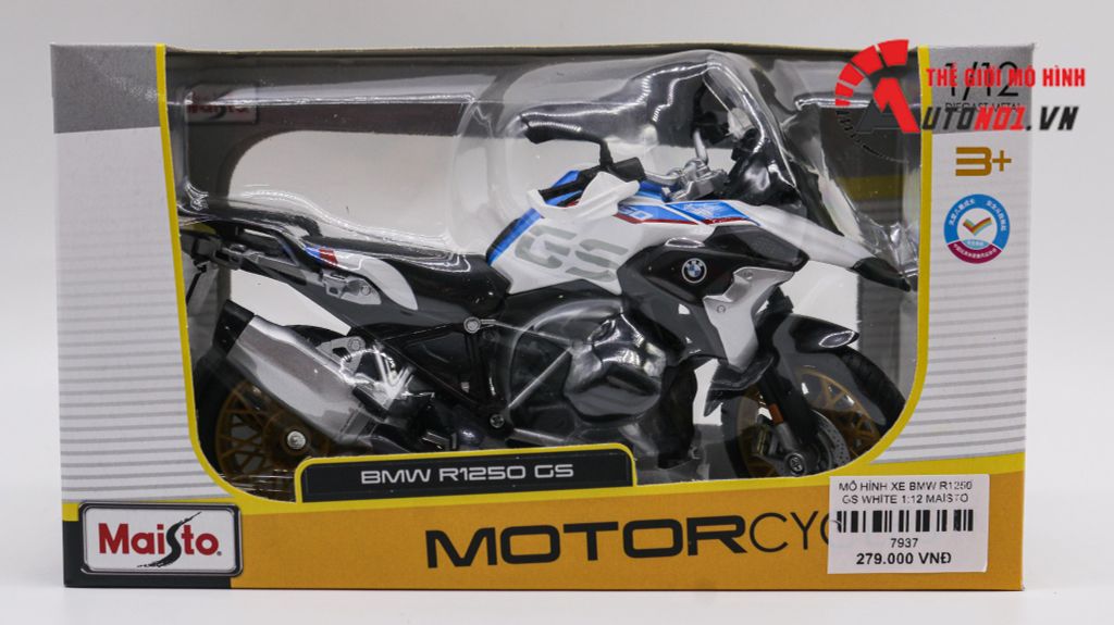 MÔ HÌNH XE BMW R1250 GS WHITE 1:12 MAISTO 7937