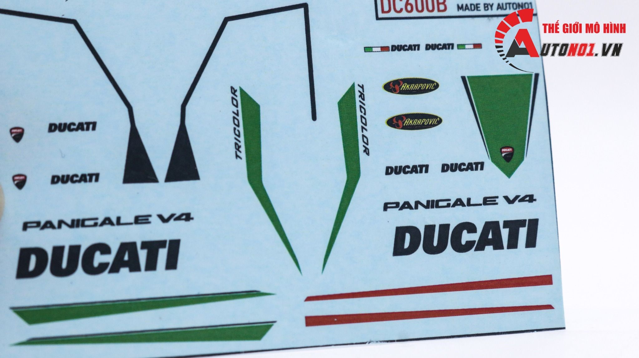  Decal nước độ Ducati V4 Tricolor dán cho mọi nền màu tỉ lệ 1:12 Autono1 DC600B 