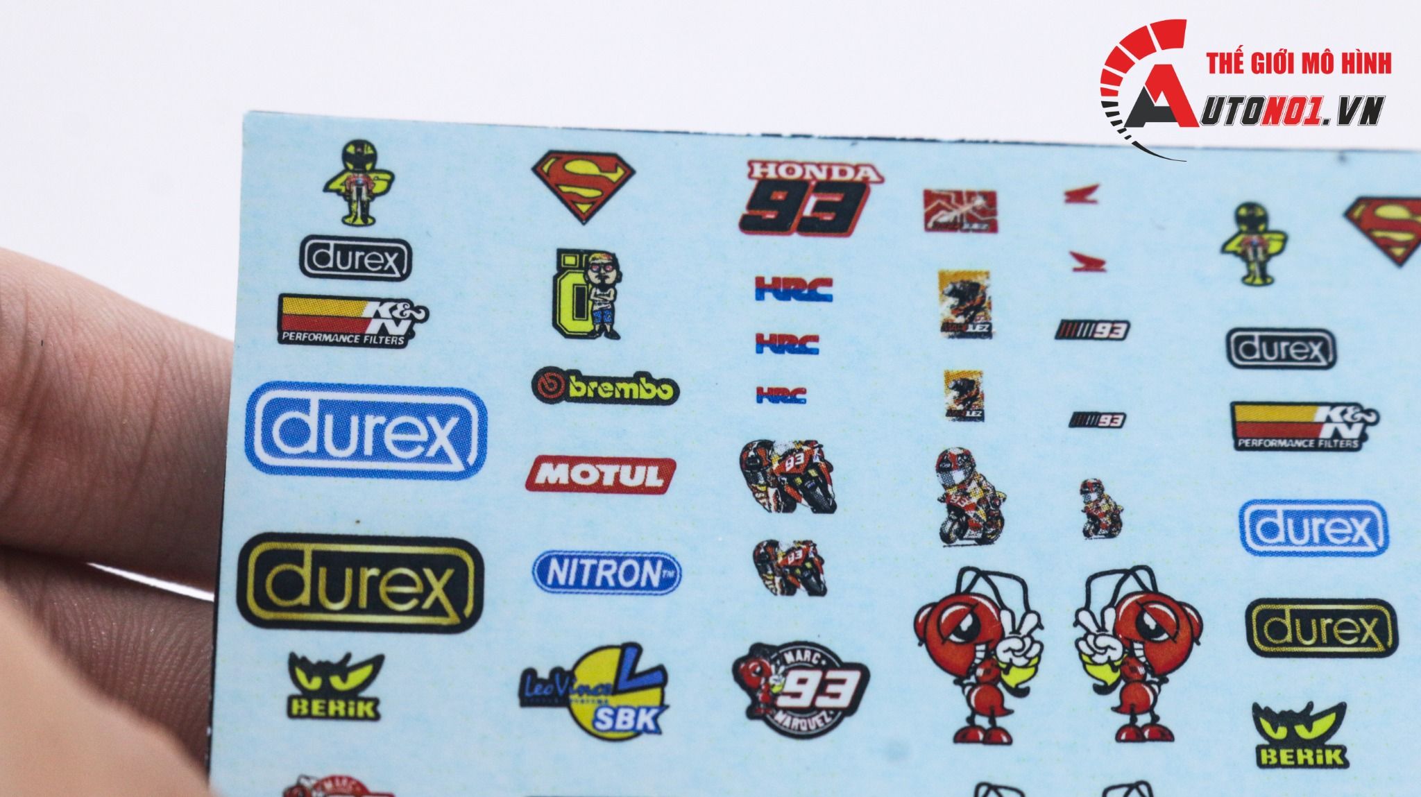  Decal nước tem Marquez - 93 - Durex - Fendi trang trí xe dán mọi nền cho xe mô hình 1:12 Autono1 DC505d 