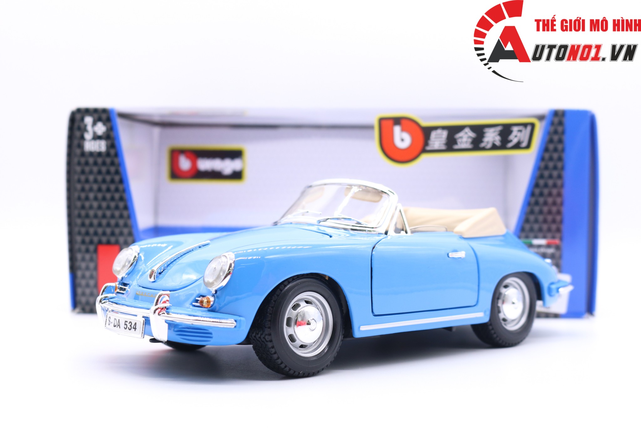  Mô hình xe Porsche 356b Cabriolet 1961 Blue 1:18 Bburago 6716 