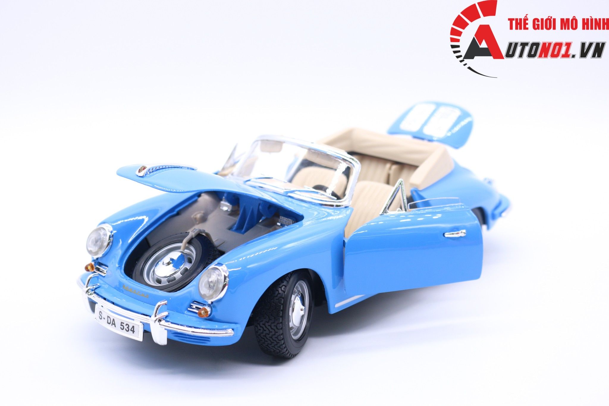  Mô hình xe Porsche 356b Cabriolet 1961 Blue 1:18 Bburago 6716 