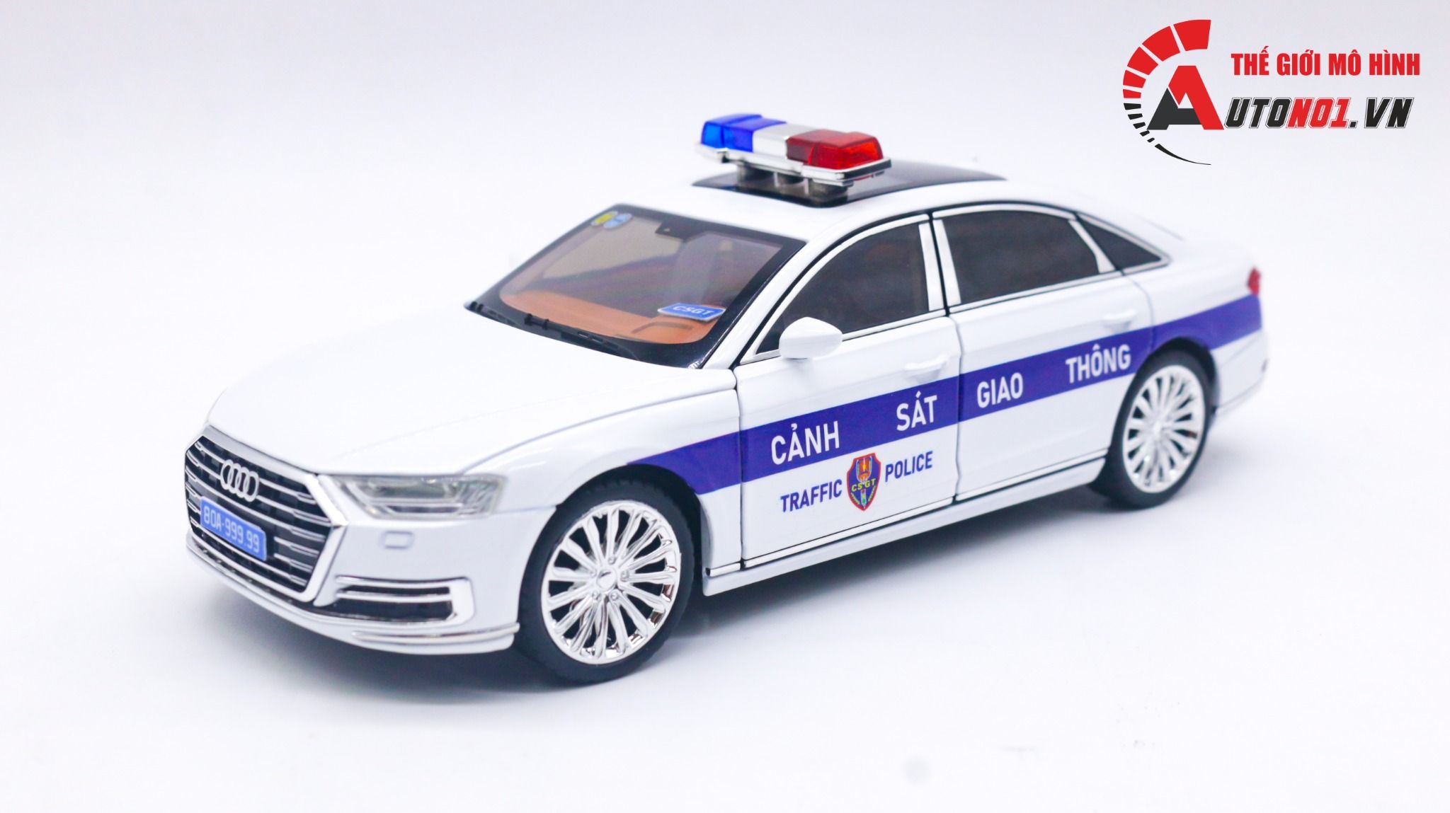  Mô hình xe độ Audi A8 CSGT full kính - full open 1:24 CheZhi Autono1 OT198 