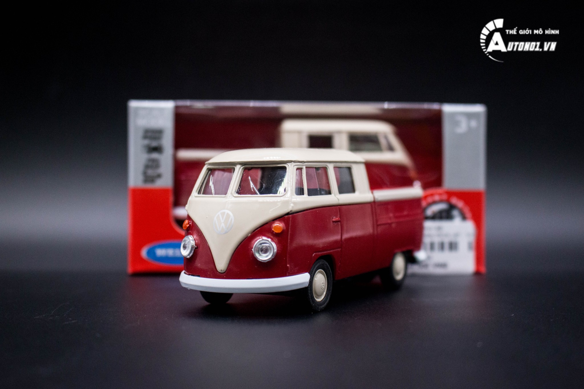 MÔ HÌNH XE VOLKSWAGEN PICK UP T1 DOUBLE CABIN RED WHITE 1:36 6133