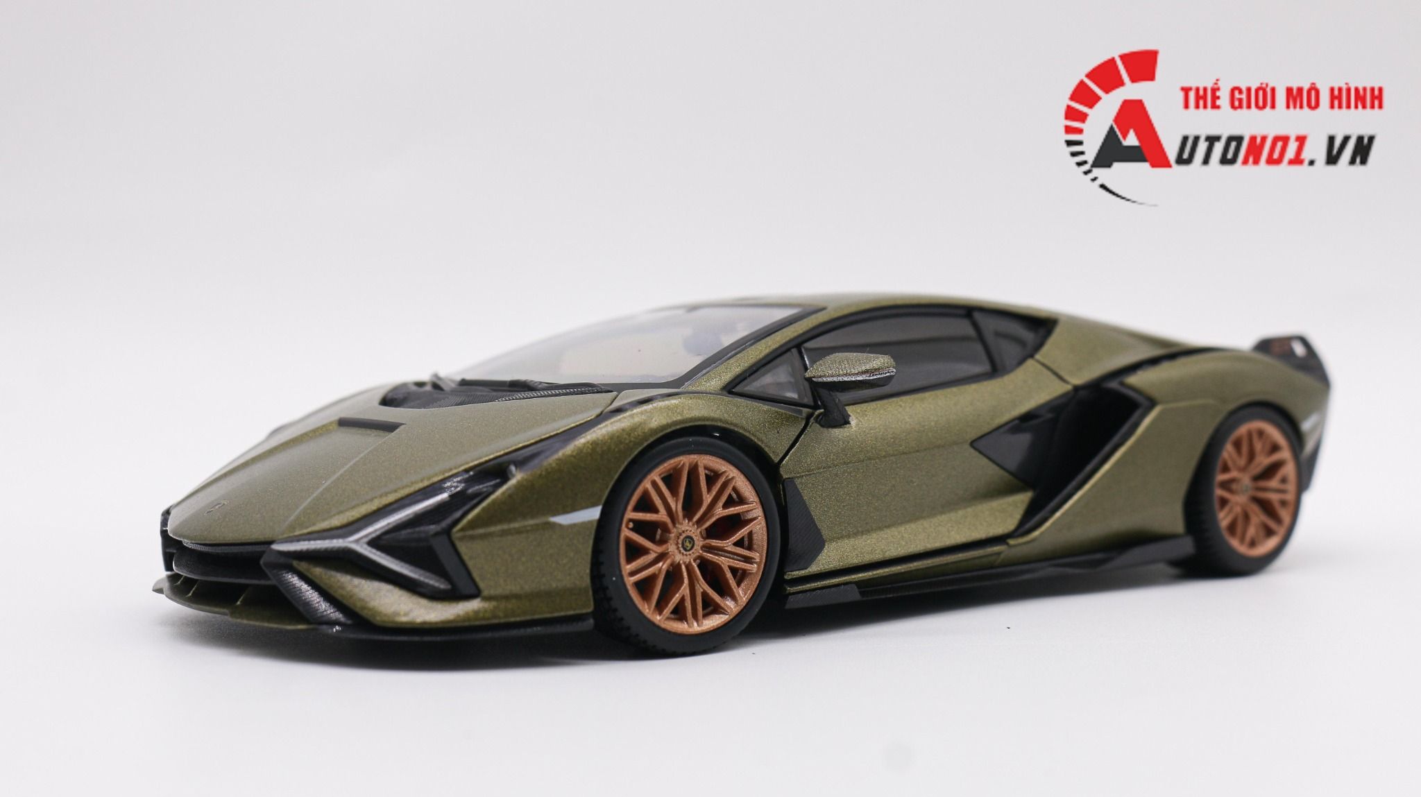  Mô hình xe Lamborghini Sian Fkp 37 Green đánh lái được full open 1:24 Bburago 7934 