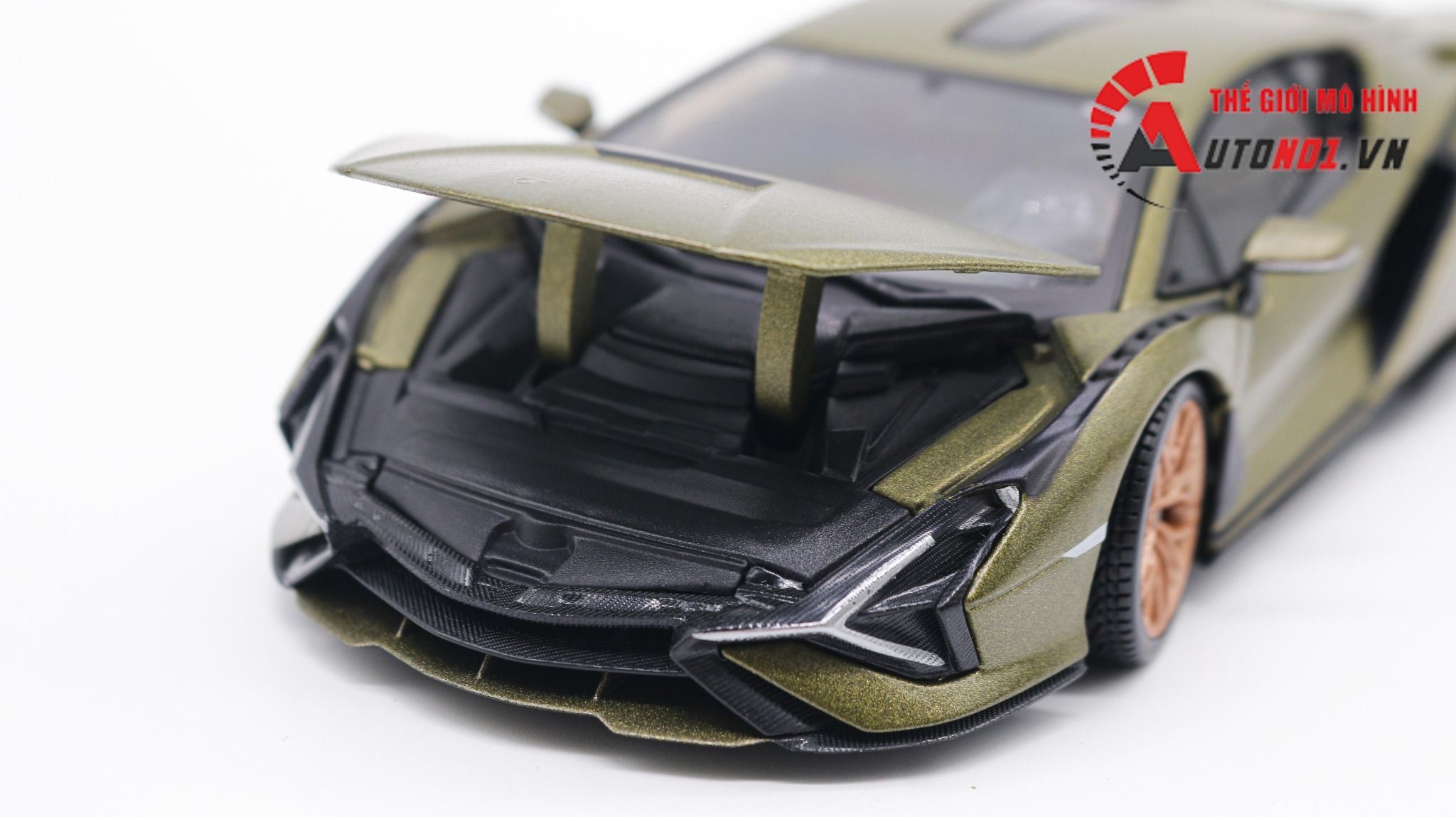  Mô hình xe Lamborghini Sian Fkp 37 Green đánh lái được full open 1:24 Bburago 7934 