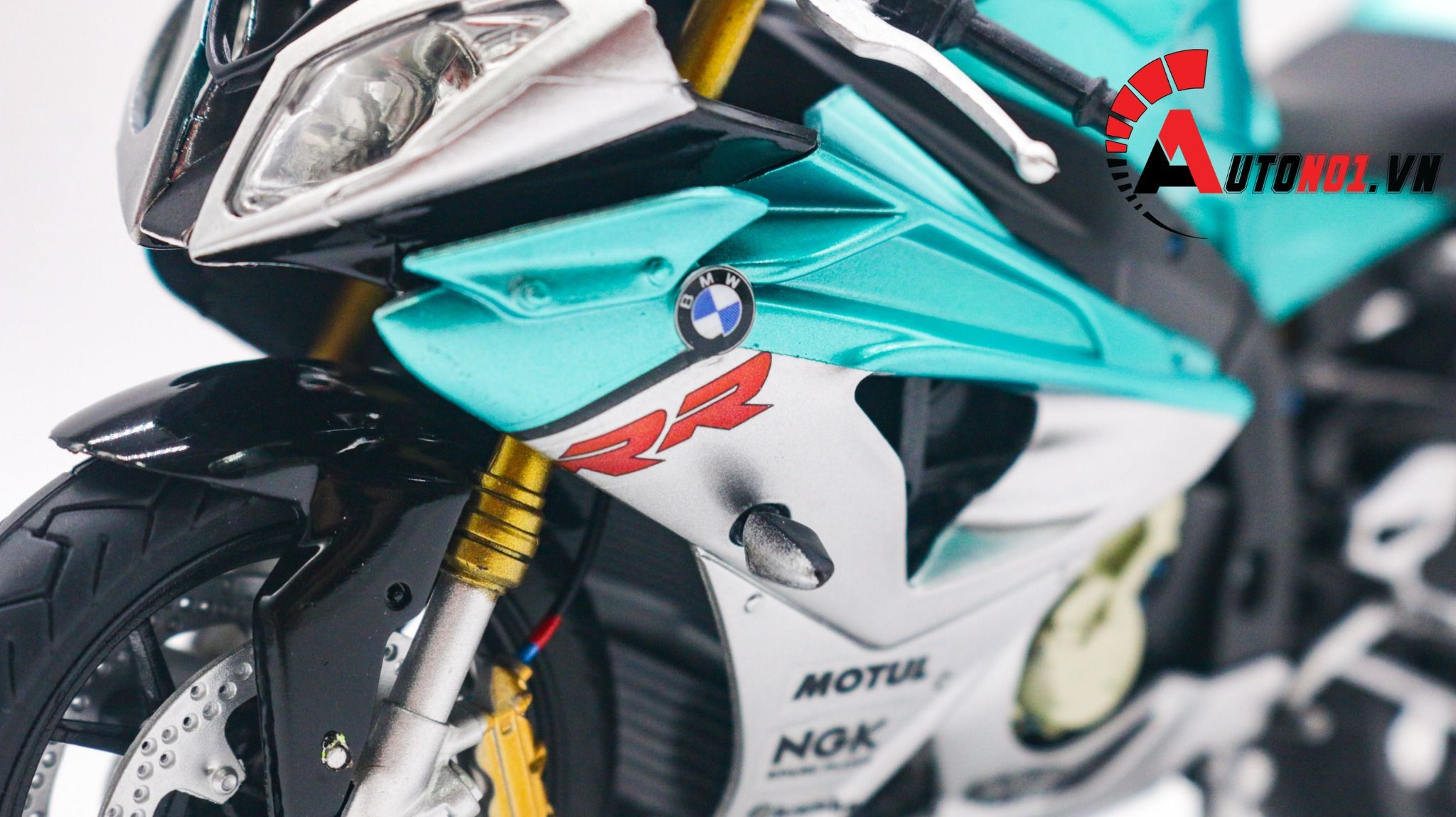  Mô hình xe độ BMW S1000RR green metallic độ pô 1:12 Autono1 Joycity D022F 