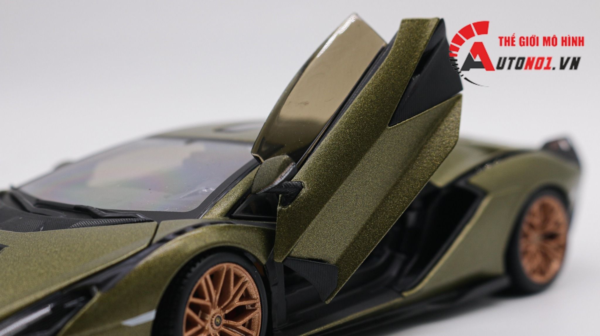  Mô hình xe Lamborghini Sian Fkp 37 Green đánh lái được full open 1:24 Bburago 7934 