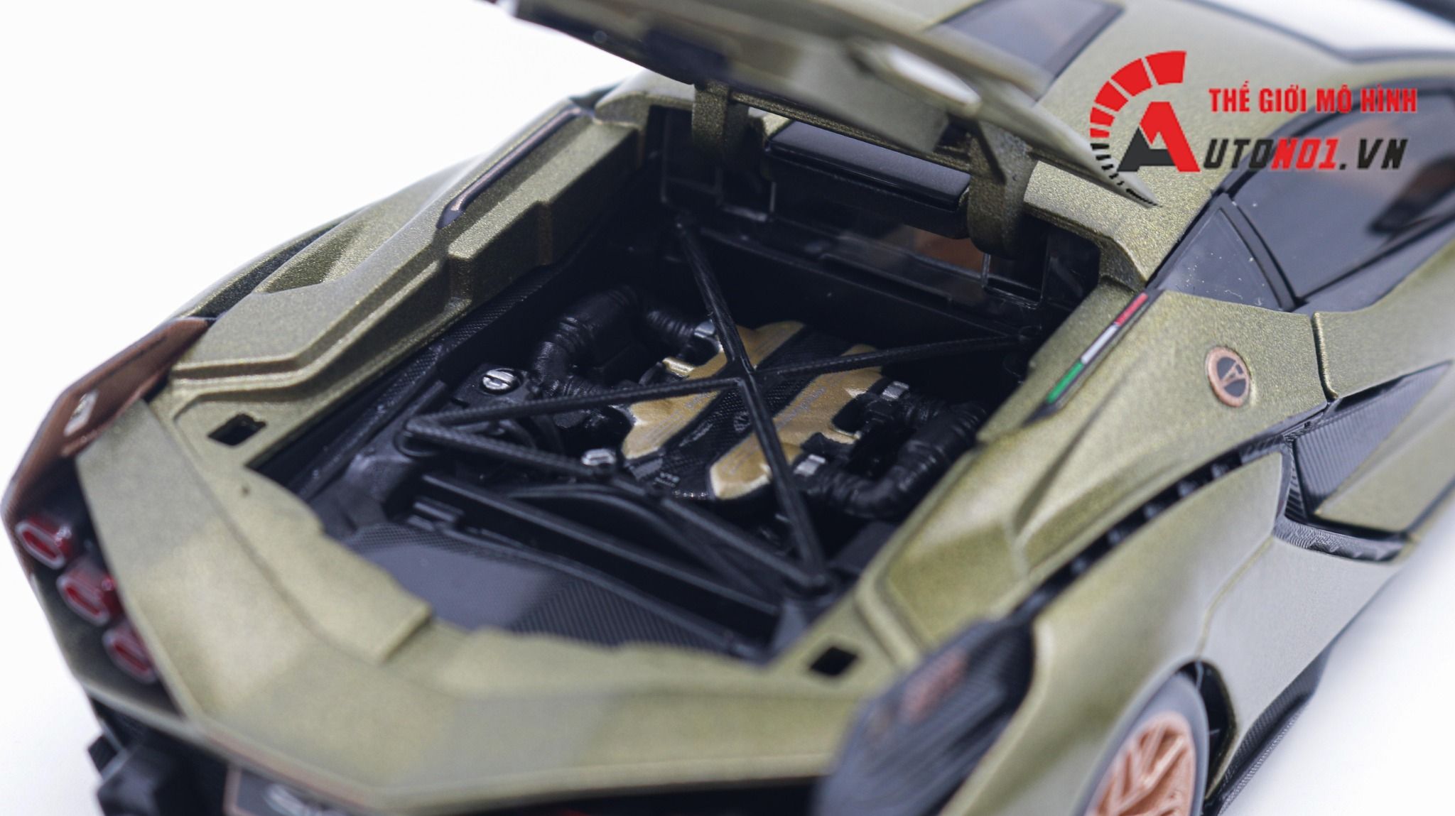  Mô hình xe Lamborghini Sian Fkp 37 Green đánh lái được full open 1:24 Bburago 7934 