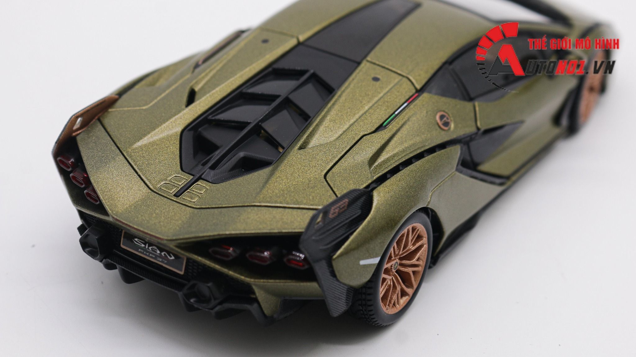  Mô hình xe Lamborghini Sian Fkp 37 Green đánh lái được full open 1:24 Bburago 7934 