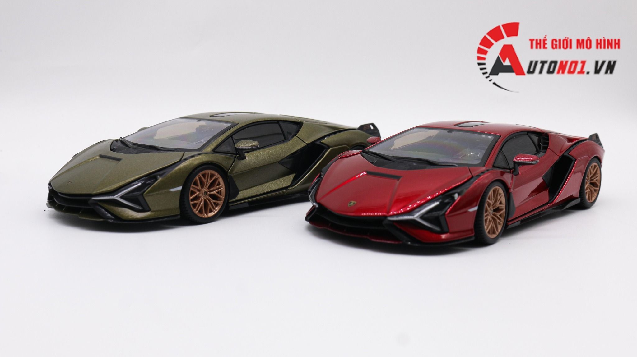  Mô hình xe Lamborghini Sian Fkp 37 Green đánh lái được full open 1:24 Bburago 7934 