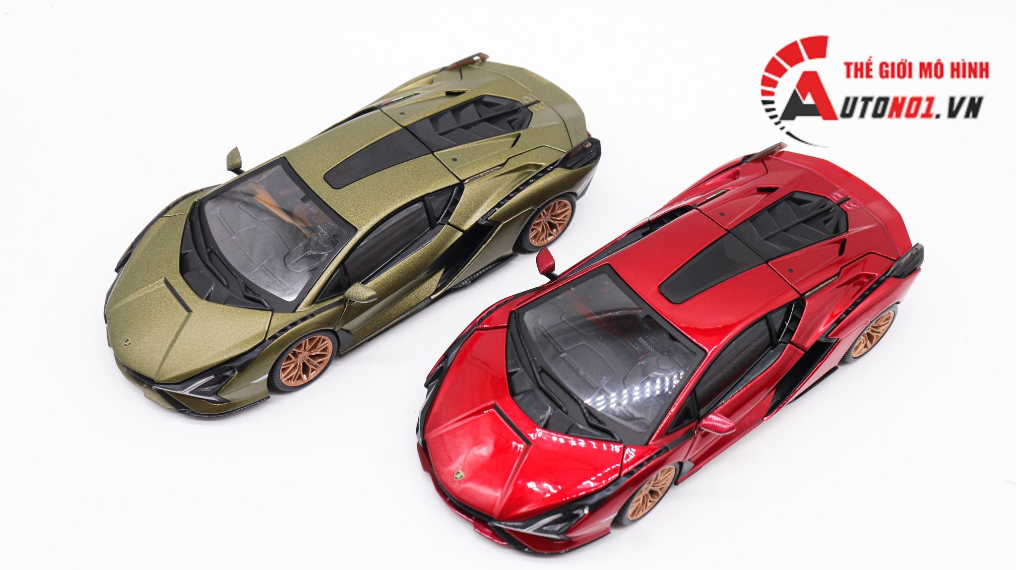  Mô hình xe Lamborghini Sian Fkp 37 Green đánh lái được full open 1:24 Bburago 7934 