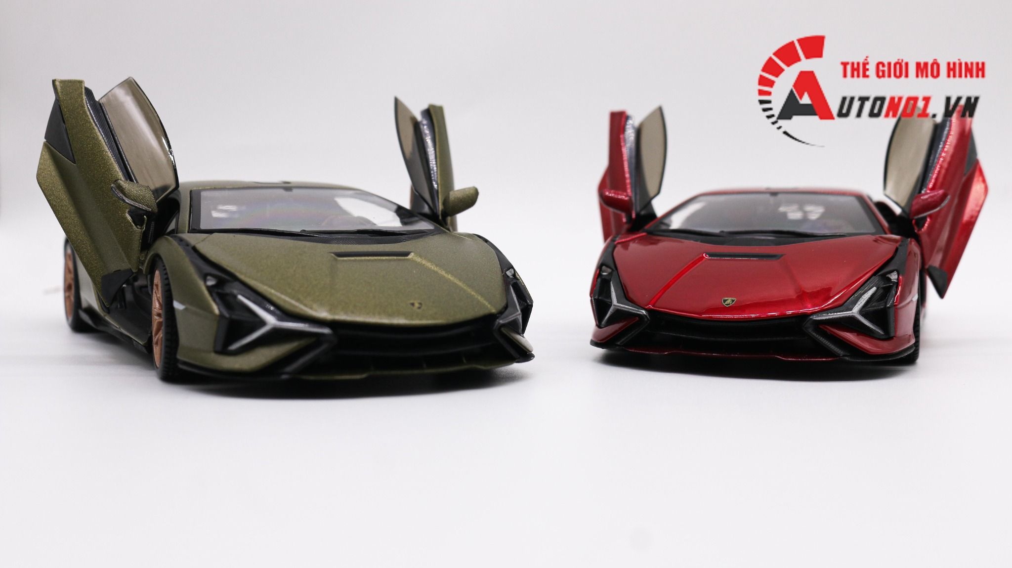  Mô hình xe Lamborghini Sian Fkp 37 Green đánh lái được full open 1:24 Bburago 7934 