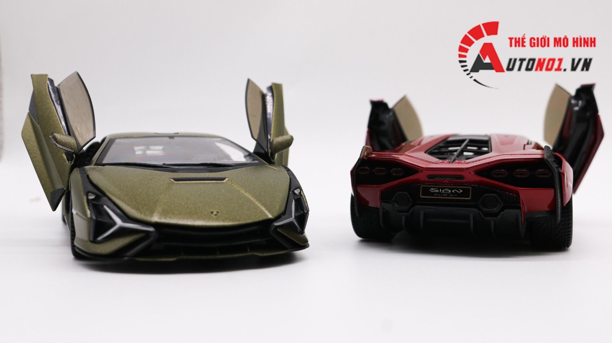  Mô hình xe Lamborghini Sian Fkp 37 Green đánh lái được full open 1:24 Bburago 7934 