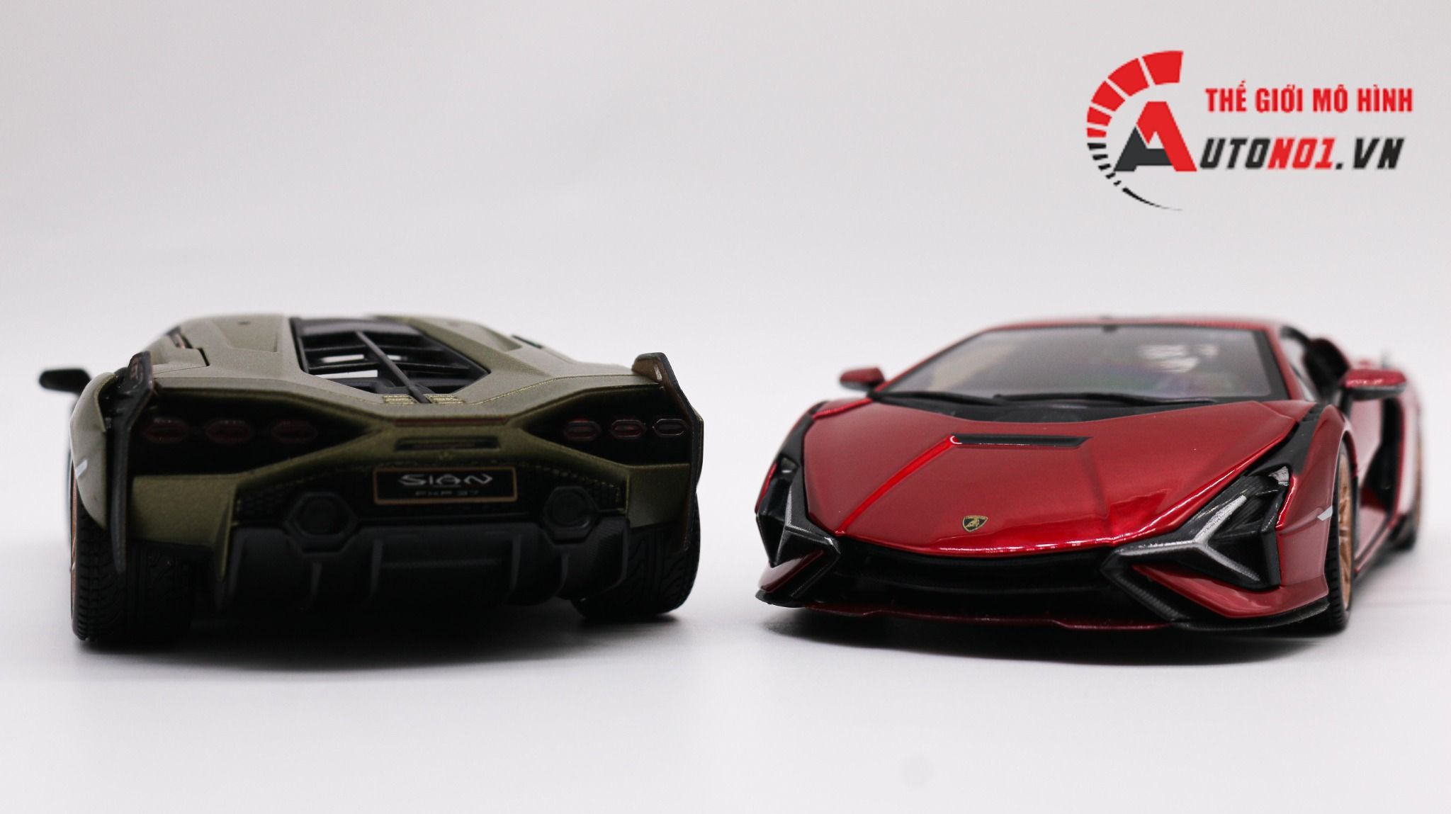  Mô hình xe Lamborghini Sian Fkp 37 Green đánh lái được full open 1:24 Bburago 7934 