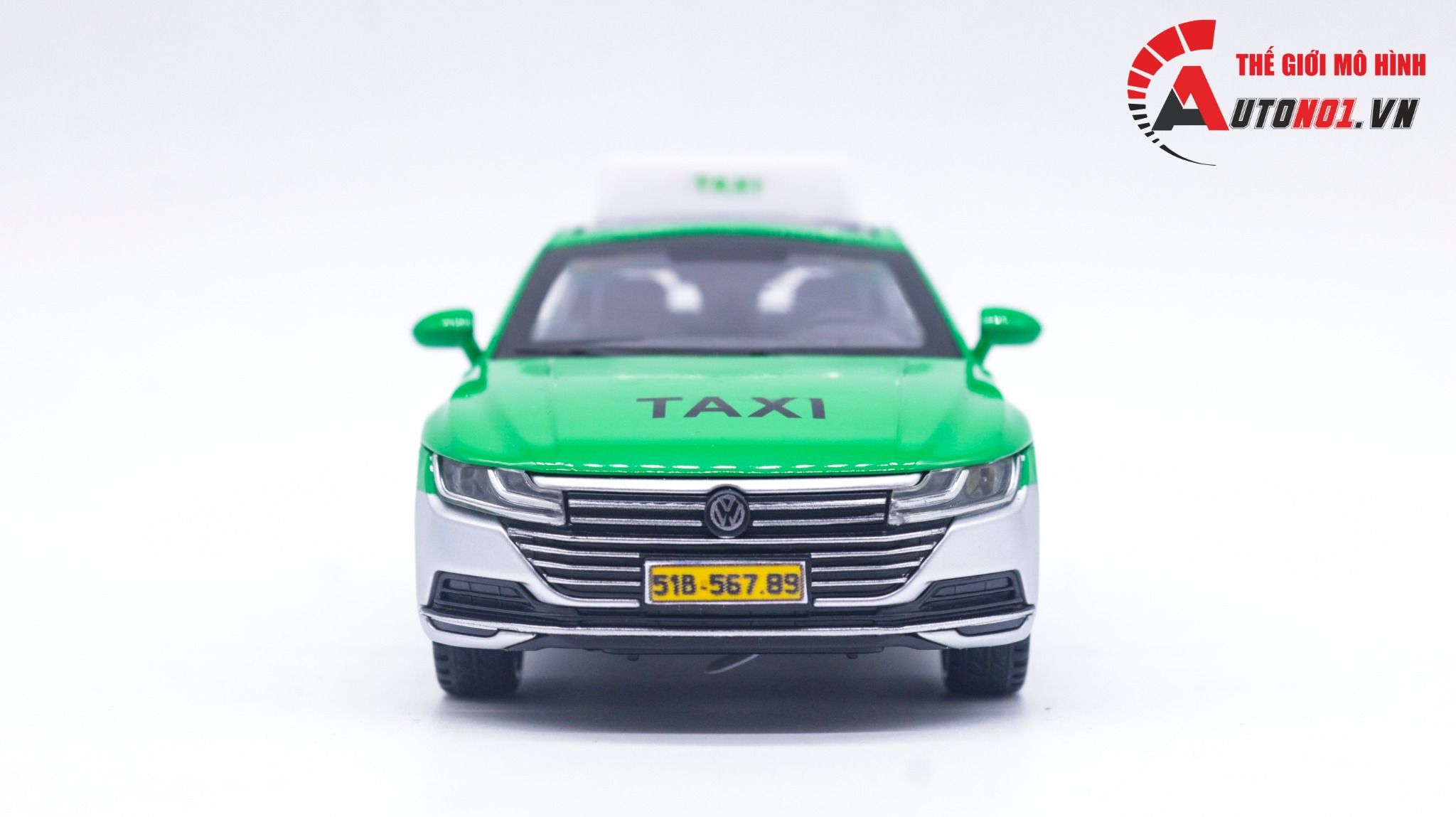  Mô hình xe dịch vụ taxi Volkwagen CC độ tem Grab full open có âm thanh-đèn tỉ lệ 1:32 Autono1 Chezhi OT204 