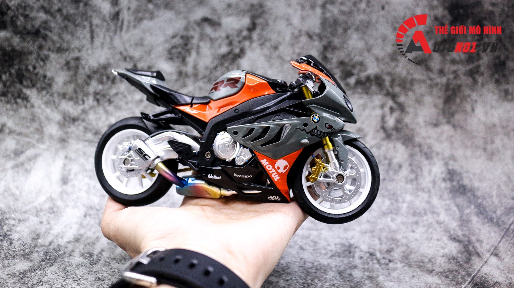 Mô Hình Xe Bmw S1000Rr Độ Hàm Cá Mập Gray - Orange - Độ Pô Sc Autono1 – Cửa  Hàng Mô Hình Autono1.Vn