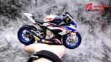  Mô hình xe độ Bmw S1000rr White Blue 2020 độ Pô 1:12 Autono1 Alloy D160E 