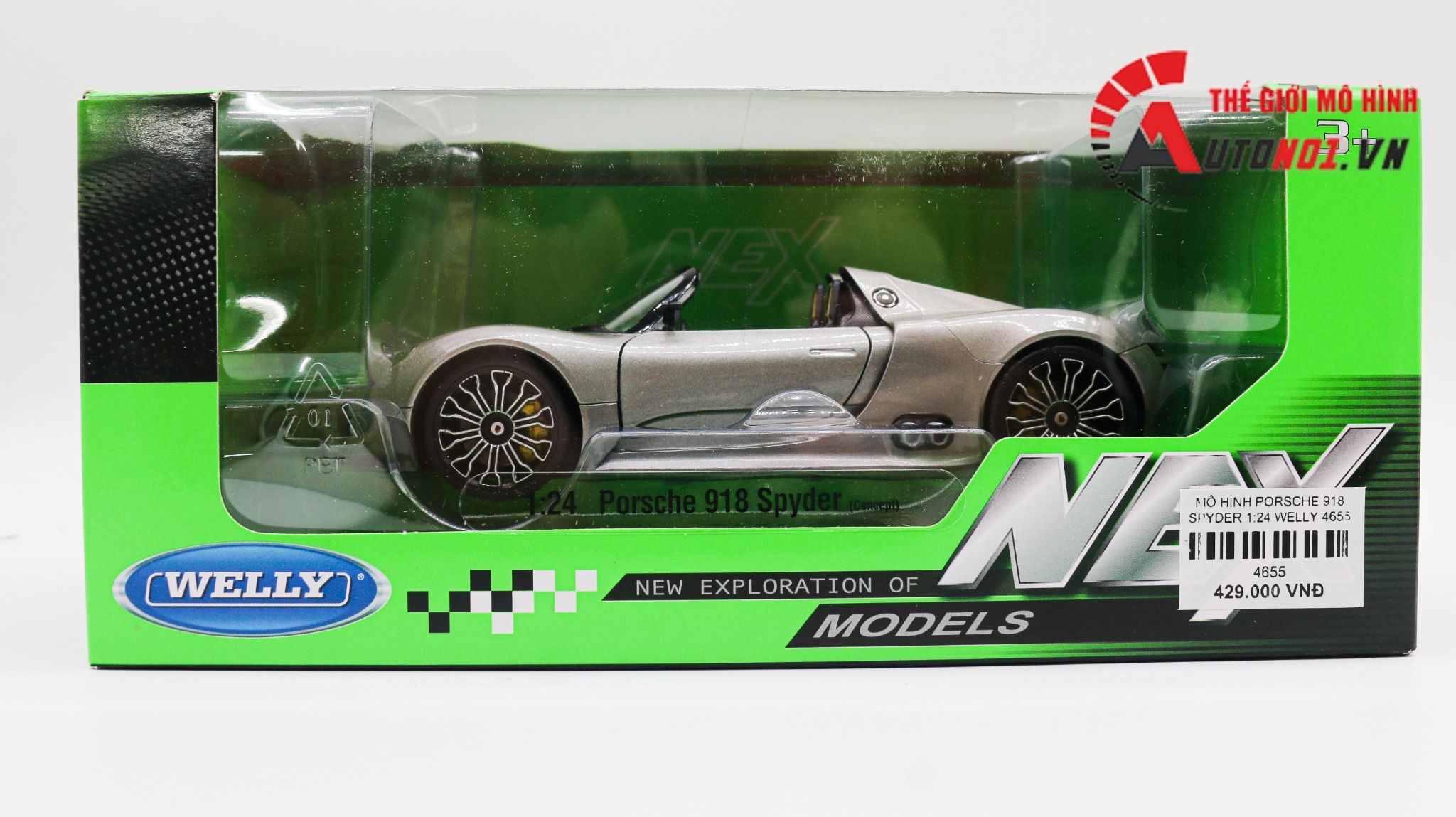  Mô hình xe Porsche 918 Spyder mở được 2 cửa 1:24 Welly 4655 